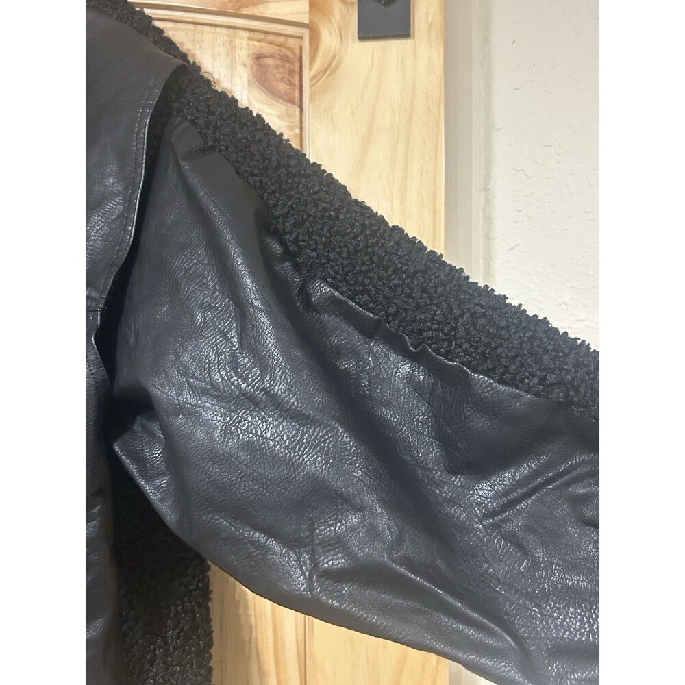 BlankNYC Faux Leather Sherpa Jacket Women’s Black Oversized Size Large NWT - Picture 4 of 11